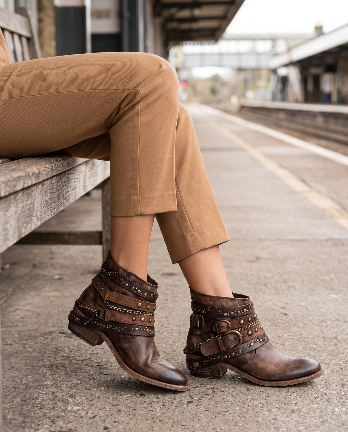 dakota-studded-buckle-strap-ankle-boots-women-s-brown-washed-leather-look-low-heel-booties 6