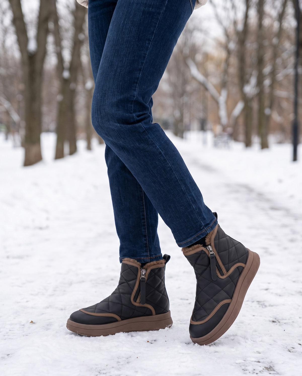 georgette-quilted-double-zip-fleece-lined-ankle-boots-women-s-black-thick-sole-winter-booties 6