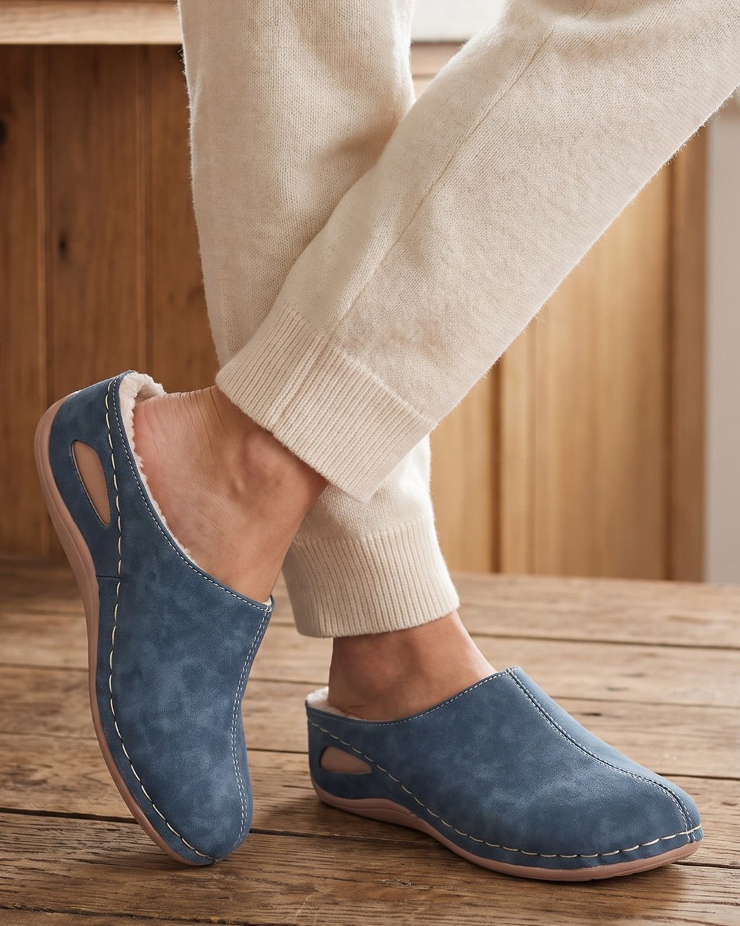 hallie-fleece-lined-wedge-clog-slippers-women-s-blue-closed-toe-mule-slippers 6