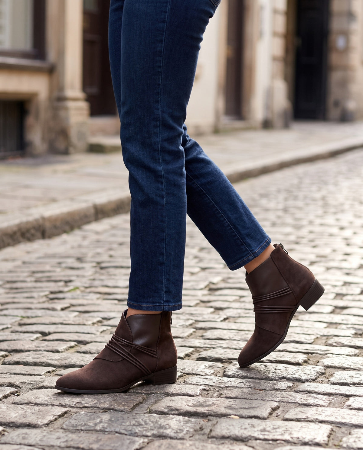 lucille-wrapped-cord-pointed-ankle-boots-women-s-dark-brown-suede-look-back-zip-low-heel-booties 6