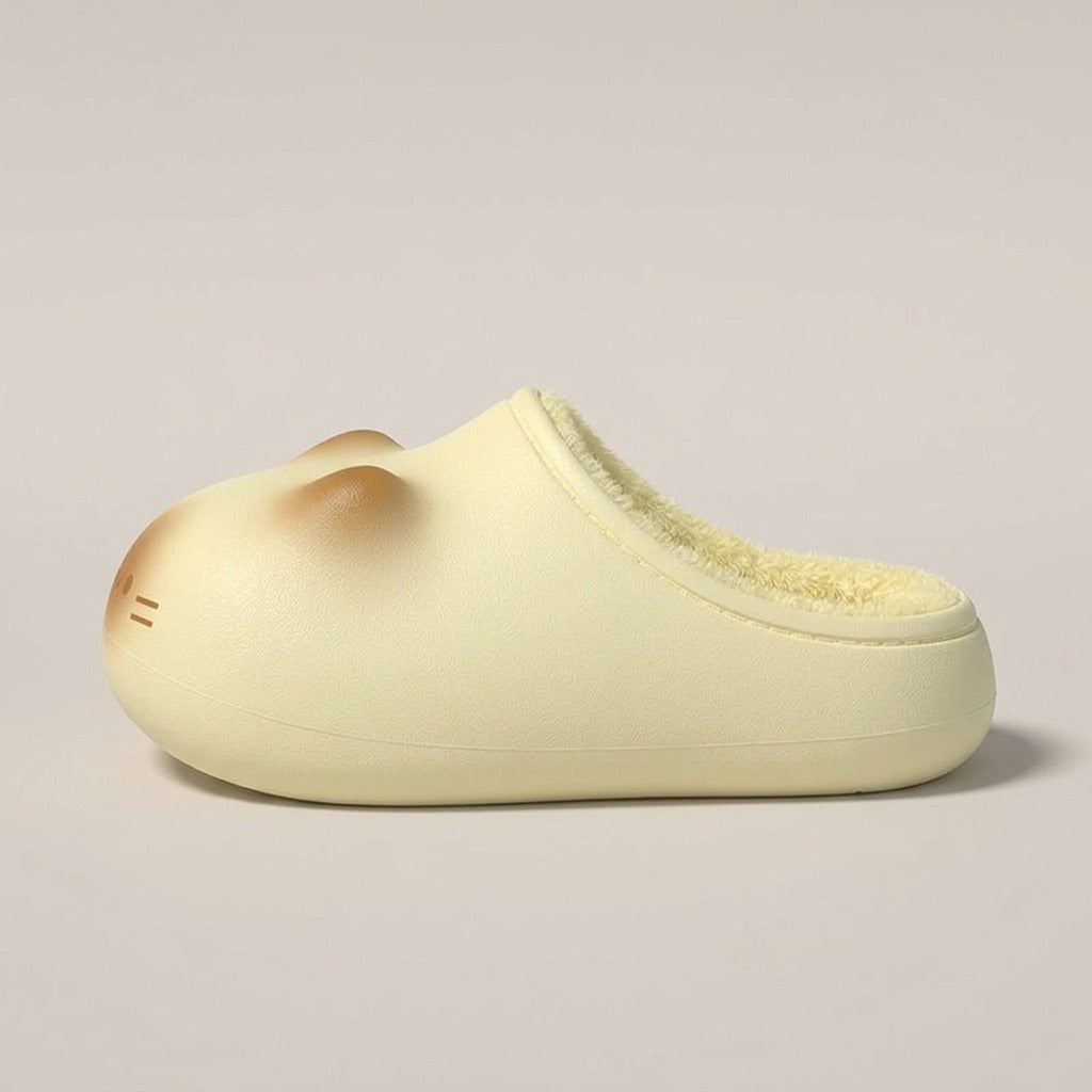 amara-cat-face-clog-slippers-women-s-yellow-fleece-lined-closed-toe-house-slippers 2