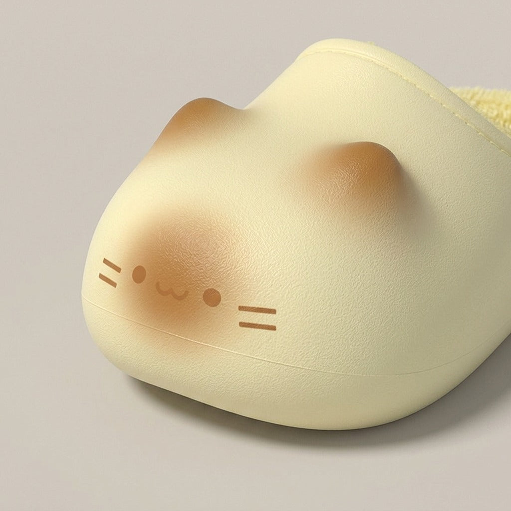 amara-cat-face-clog-slippers-women-s-yellow-fleece-lined-closed-toe-house-slippers 4