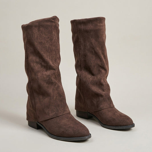 brenna-fold-over-slouch-mid-calf-boots-women-s-brown-suede-look-low-block-heel-boots 1