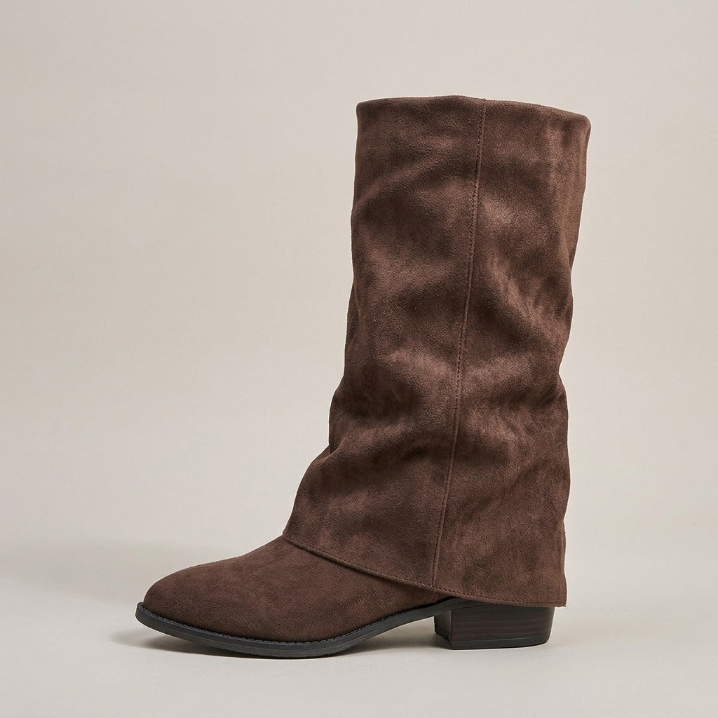 brenna-fold-over-slouch-mid-calf-boots-women-s-brown-suede-look-low-block-heel-boots 2