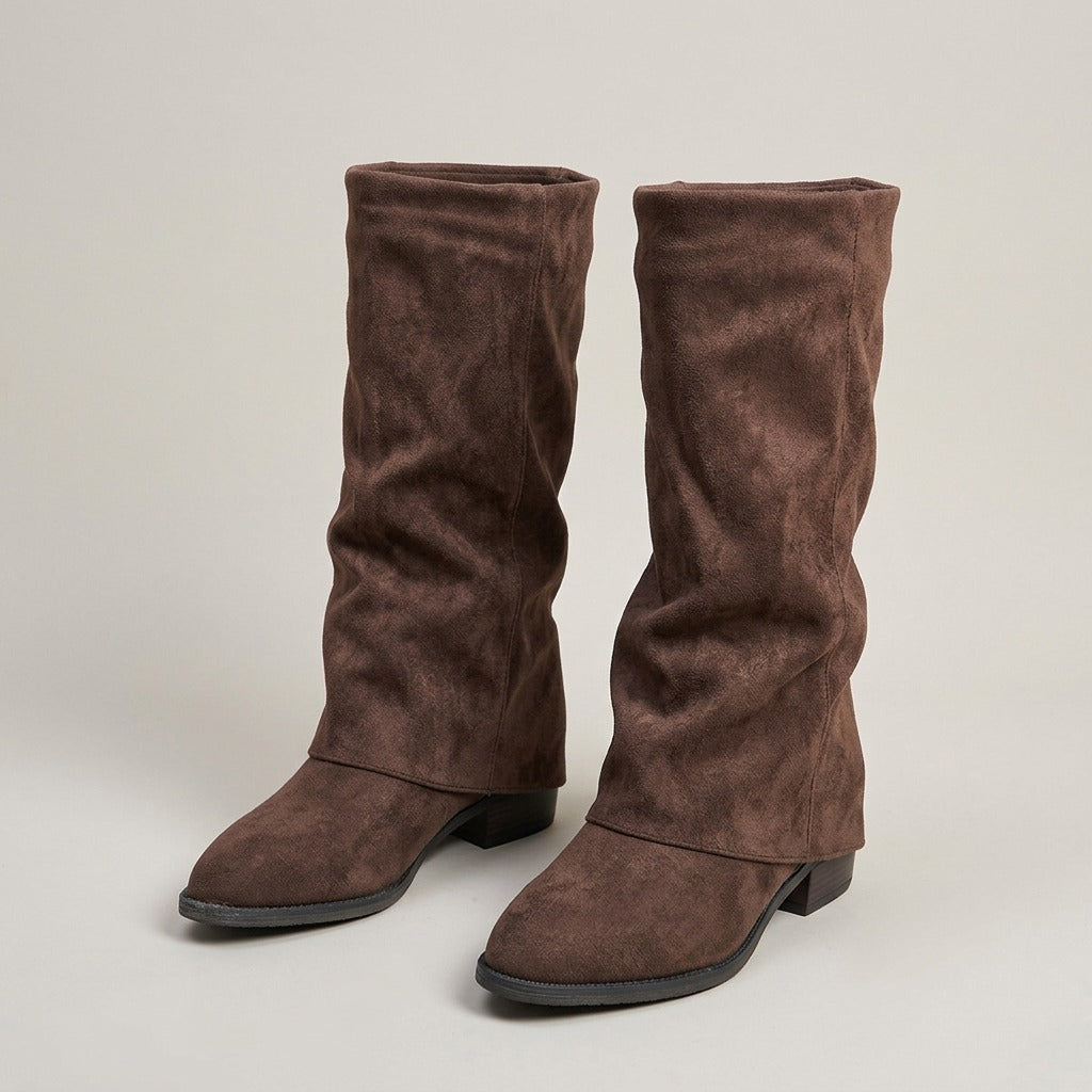 brenna-fold-over-slouch-mid-calf-boots-women-s-brown-suede-look-low-block-heel-boots 3