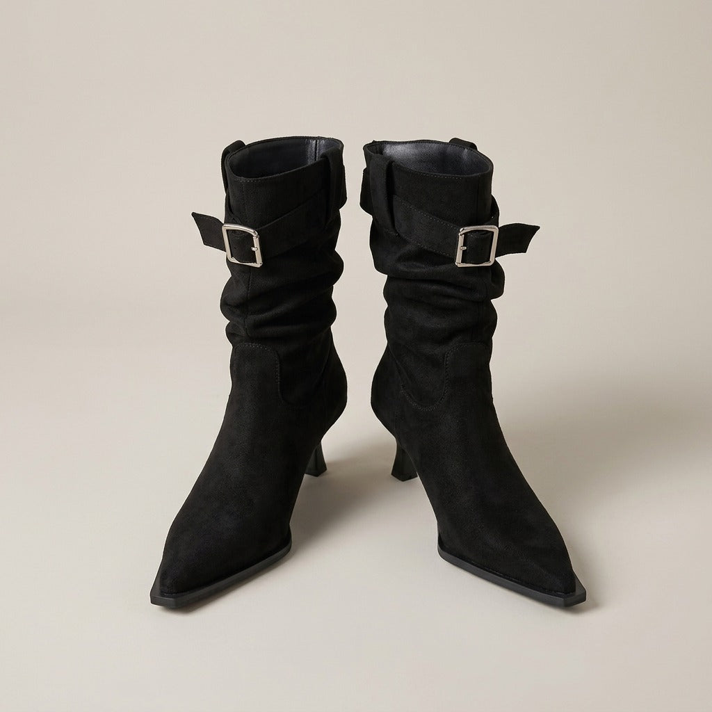 carla-slouchy-pointed-toe-buckle-boots-women-s-black-suede-look-kitten-heel-slouch-boots 3