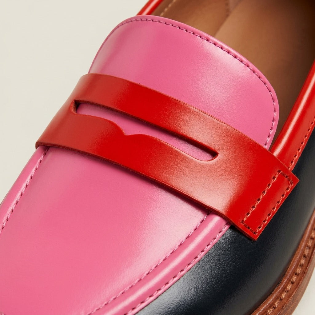 carys-colorblock-penny-loafers-women-s-pink-and-red-leather-look-loafers 4