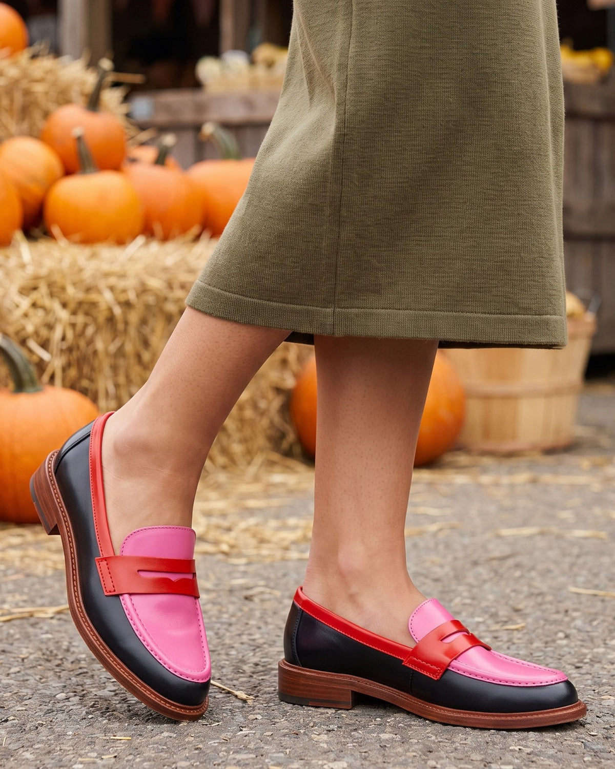 carys-colorblock-penny-loafers-women-s-pink-and-red-leather-look-loafers 6