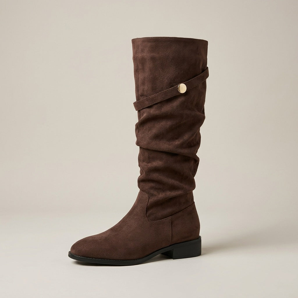 cecile-slouchy-suede-look-riding-boots-women-s-brown-knee-high-block-heel-strap-boots 2