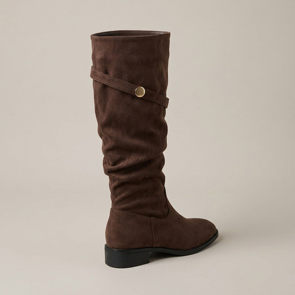 cecile-slouchy-suede-look-riding-boots-women-s-brown-knee-high-block-heel-strap-boots 4