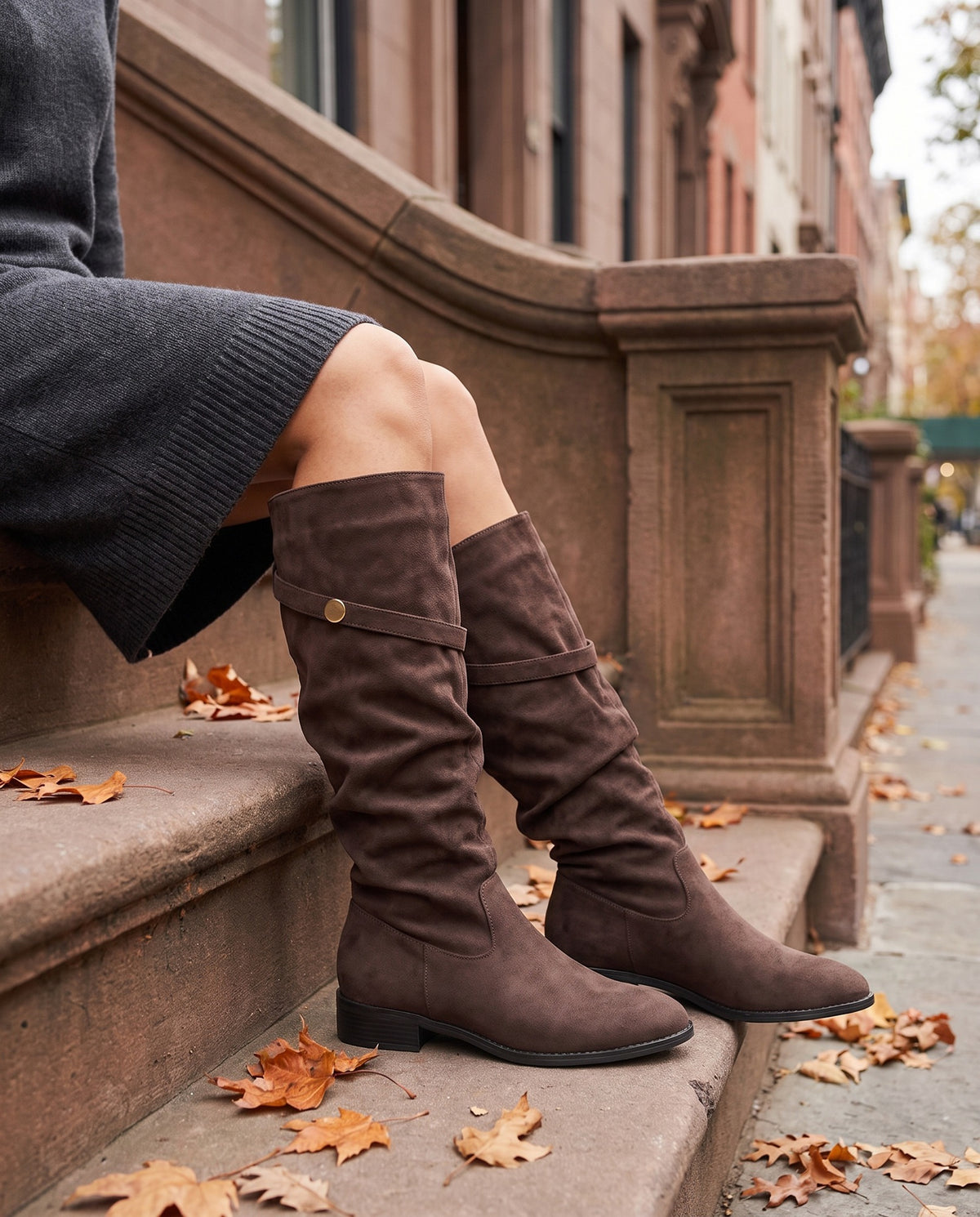 cecile-slouchy-suede-look-riding-boots-women-s-brown-knee-high-block-heel-strap-boots 6