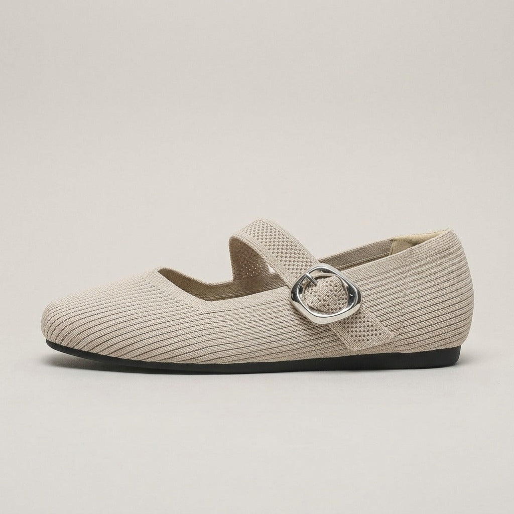 Celia knit Mary Jane flat, side view