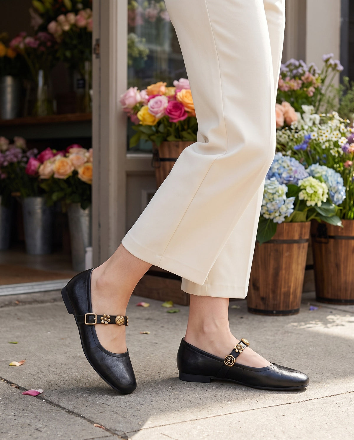 clemence-flower-strap-mary-jane-flats-women-s-black-leather-look-square-toe-ballet-flats 6