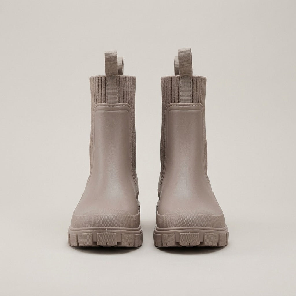 Clover taupe chelsea boots, pair, front view
