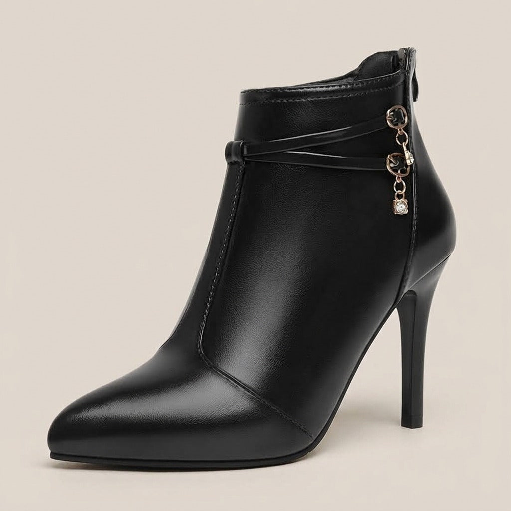 dana-pointed-toe-stiletto-ankle-boots-women-s-black-leather-look-crossed-strap-booties 2