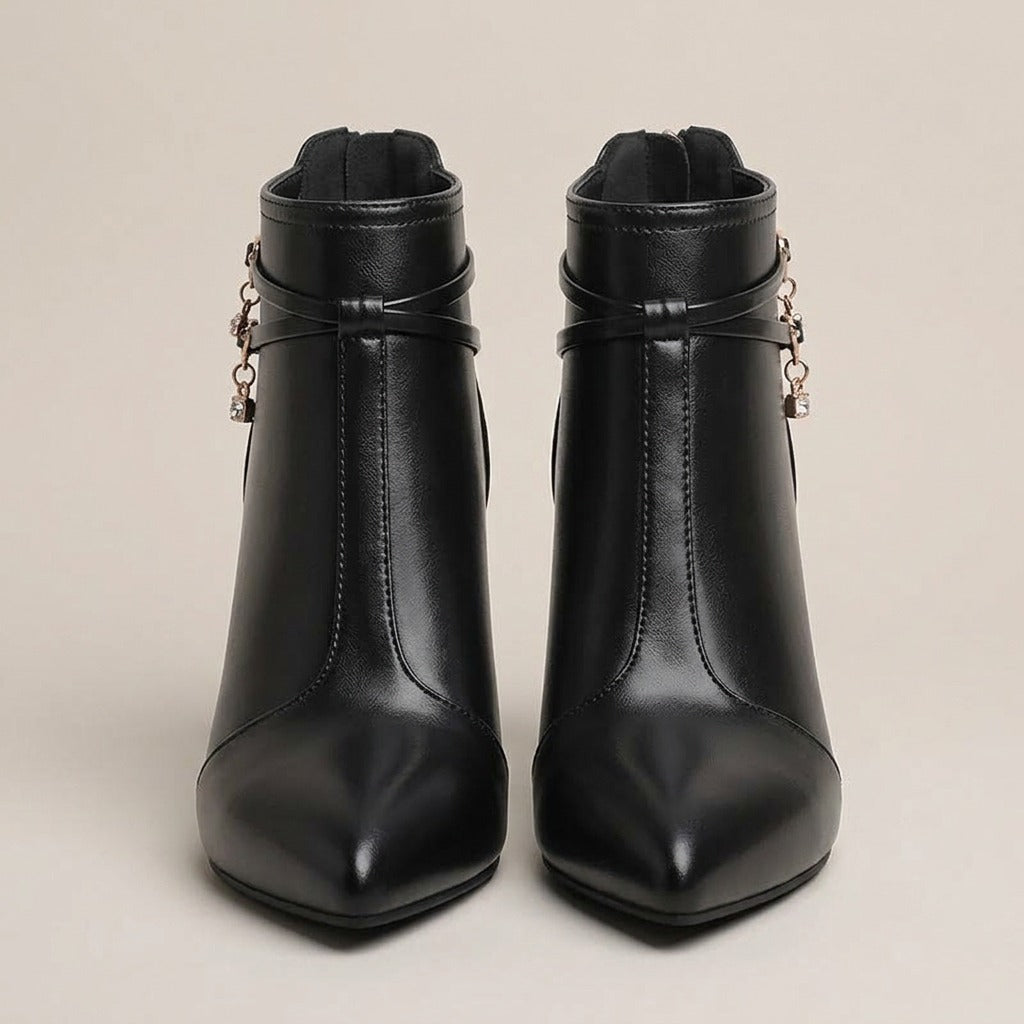 dana-pointed-toe-stiletto-ankle-boots-women-s-black-leather-look-crossed-strap-booties 3