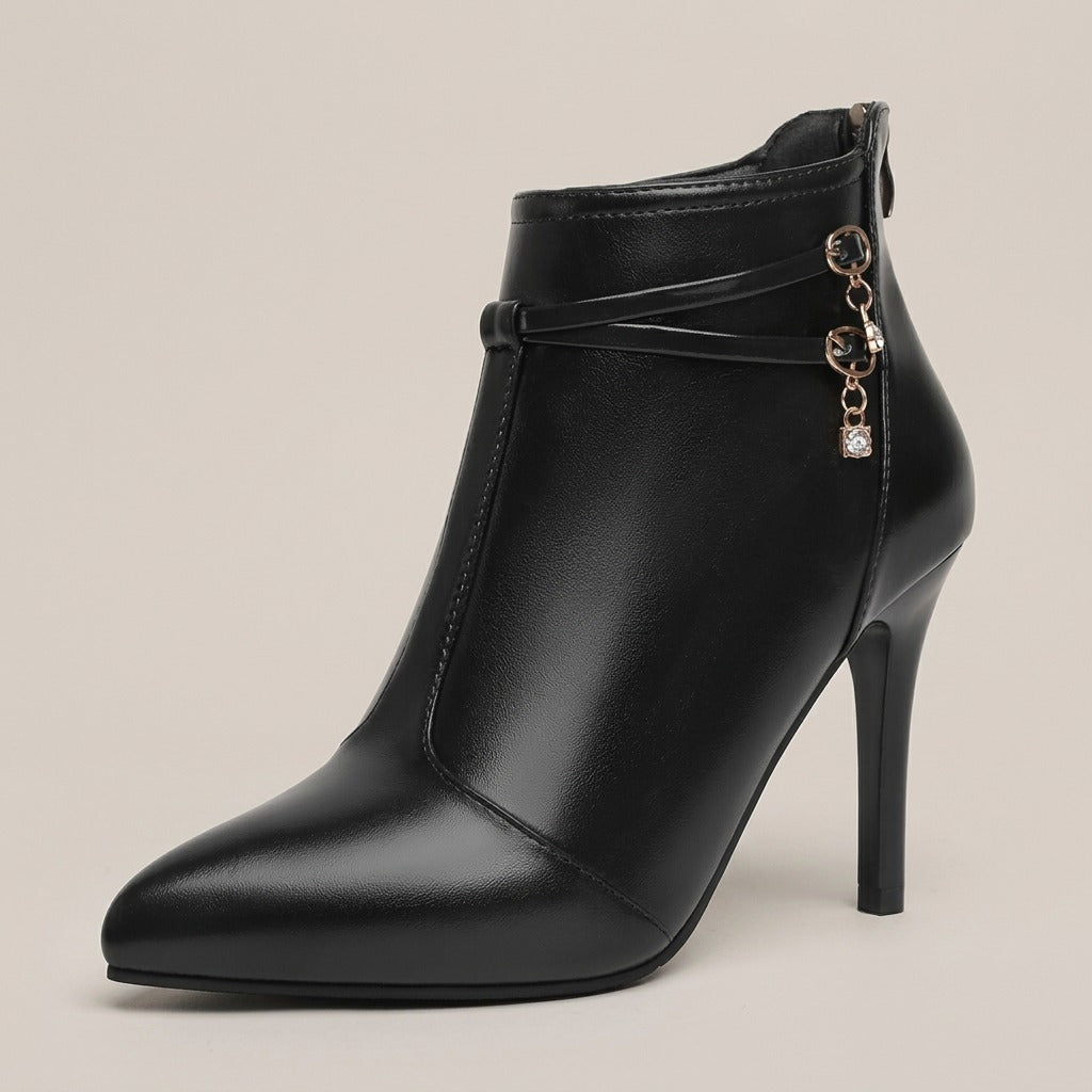dana-pointed-toe-stiletto-ankle-boots-women-s-black-leather-look-crossed-strap-booties 4