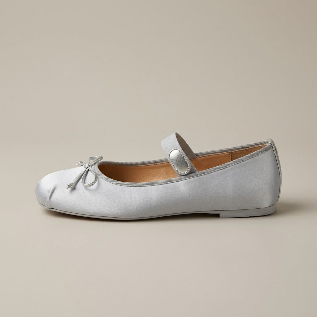 daphne-satin-bow-ballet-flats-women-s-silver-square-toe-mary-jane-flats 2