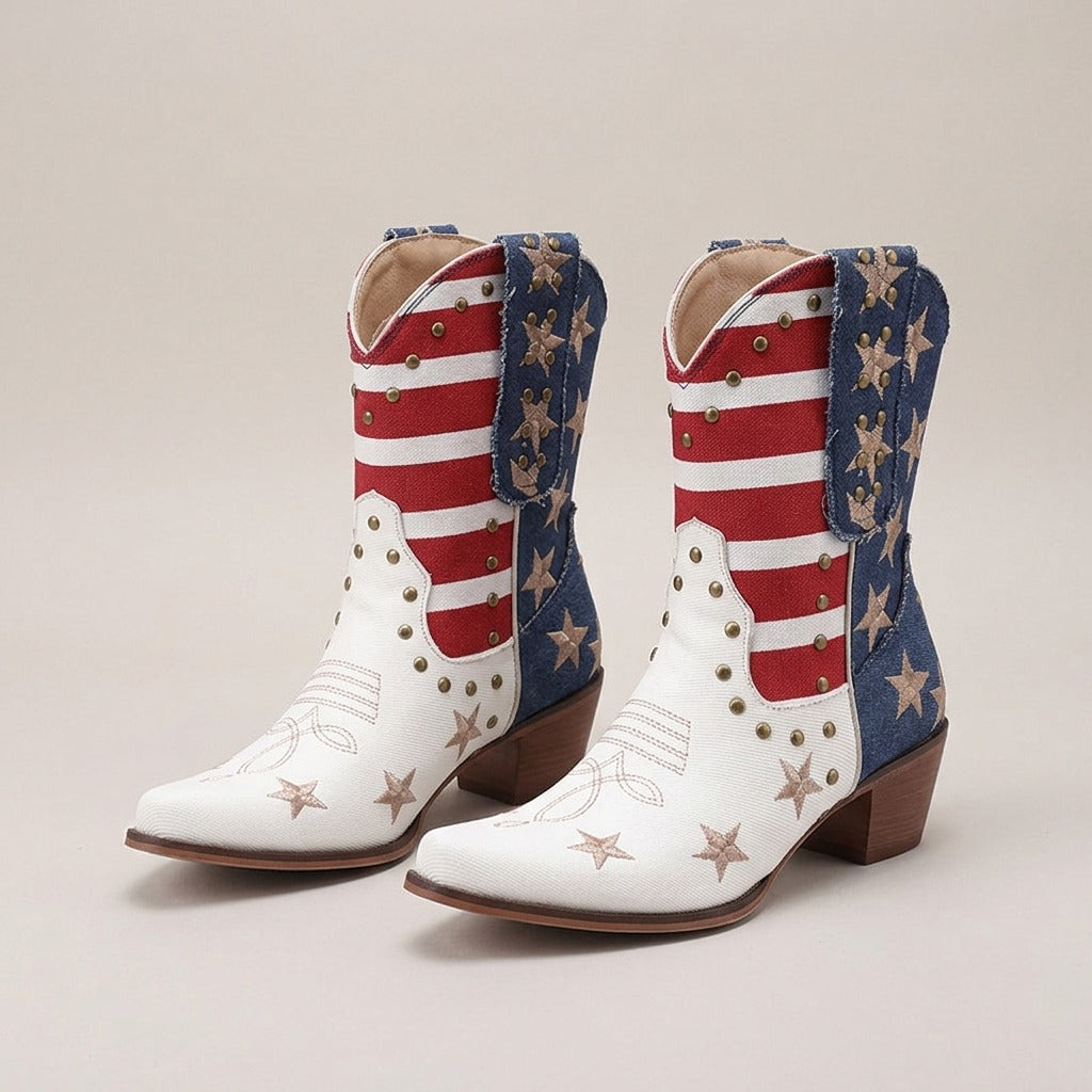dixie-stars-and-stripes-studded-western-ankle-boots-women-s-red-white-and-blue-cowboy-boots 3