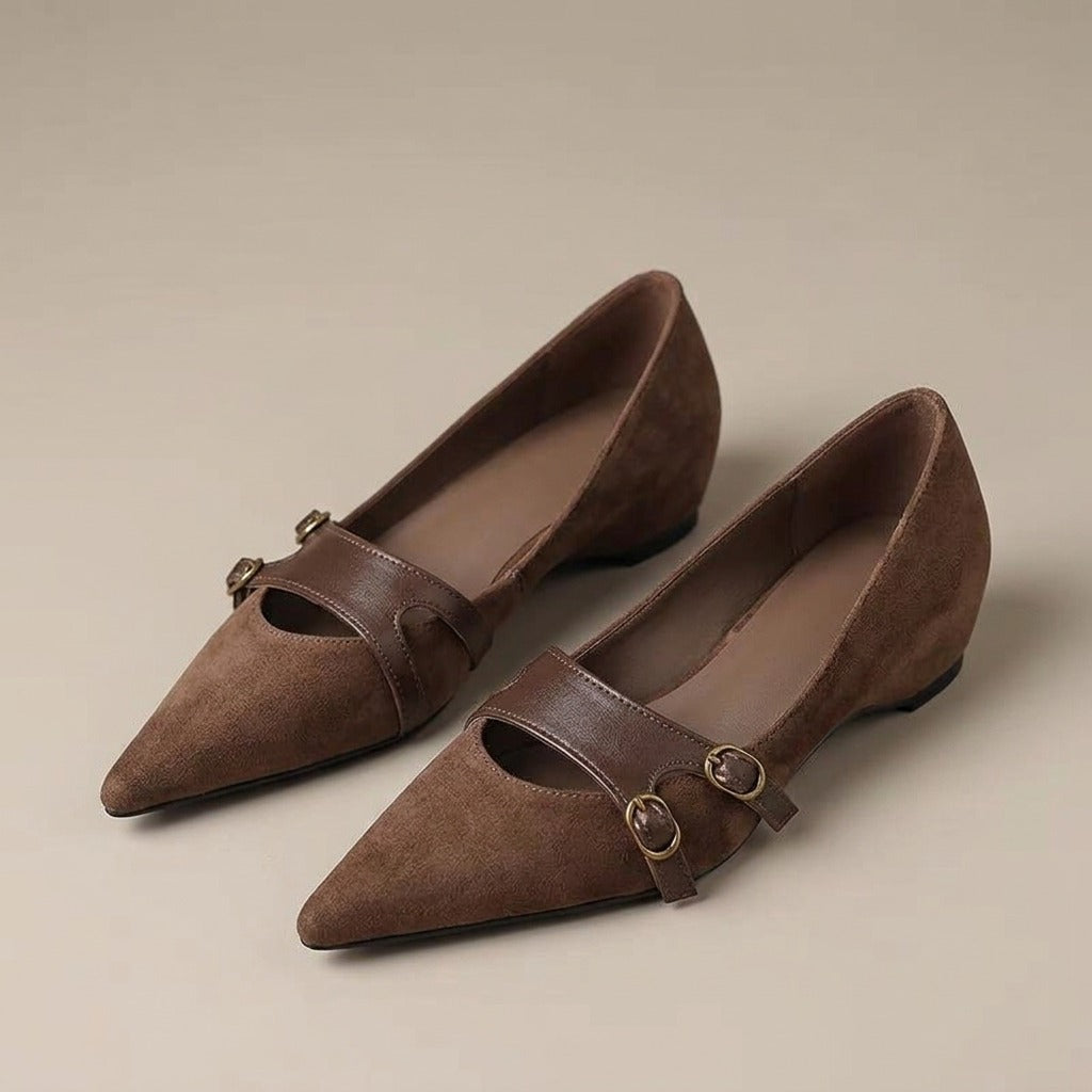 edith-pointed-toe-double-buckle-flats-women-s-brown-suede-look-slip-on-shoes 1