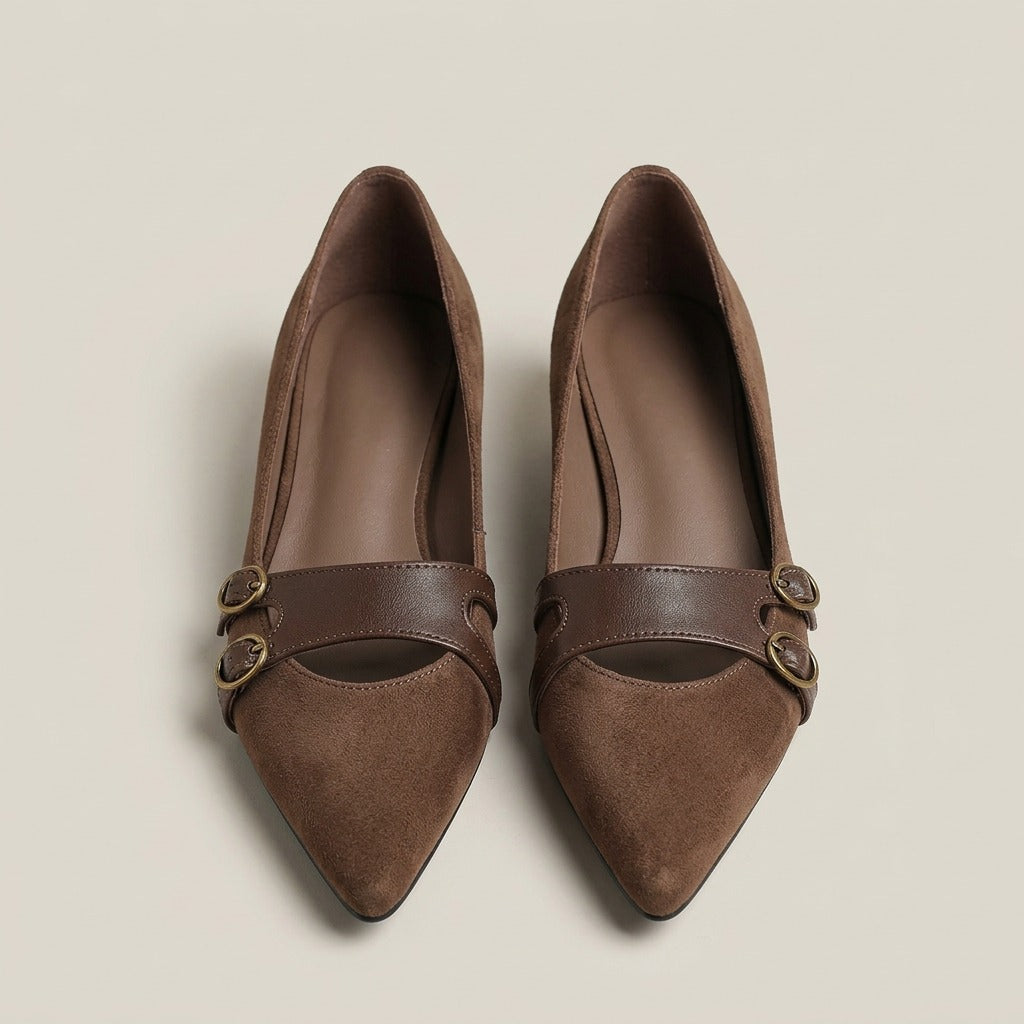 edith-pointed-toe-double-buckle-flats-women-s-brown-suede-look-slip-on-shoes 3