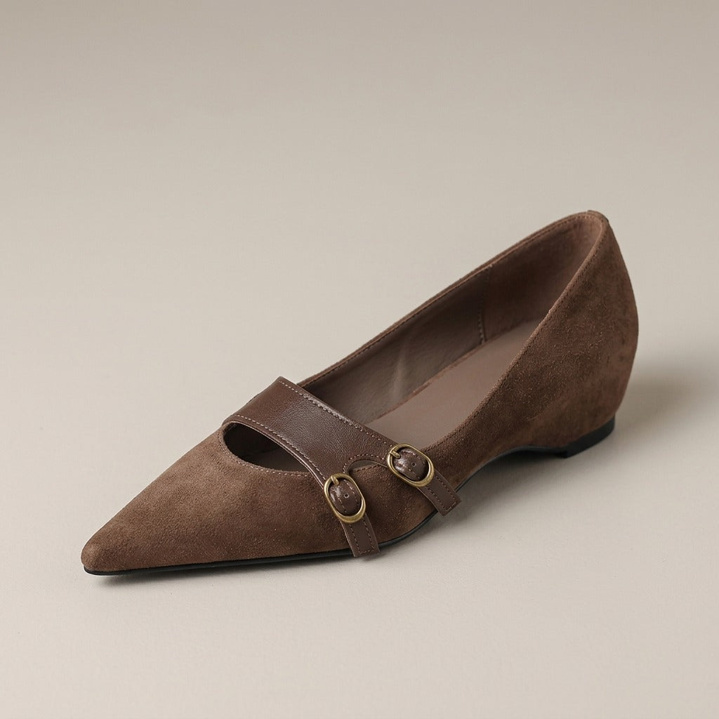 edith-pointed-toe-double-buckle-flats-women-s-brown-suede-look-slip-on-shoes 4