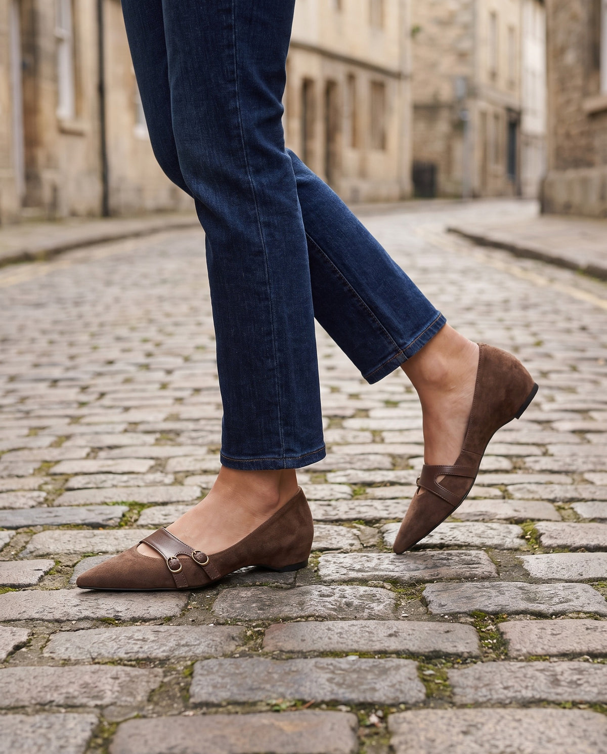 edith-pointed-toe-double-buckle-flats-women-s-brown-suede-look-slip-on-shoes 6