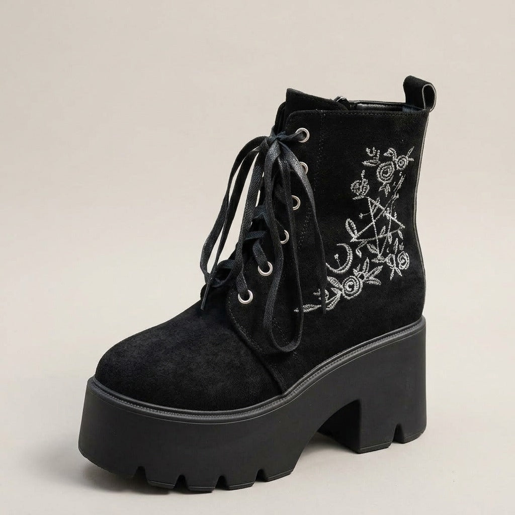 elia-embroidered-platform-lace-up-ankle-boots-women-s-black-suede-look-chunky-heel-boots 4
