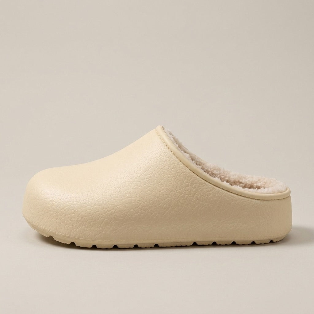 fawn-faux-fur-lined-clog-slippers-women-s-beige-closed-toe-house-slippers 2