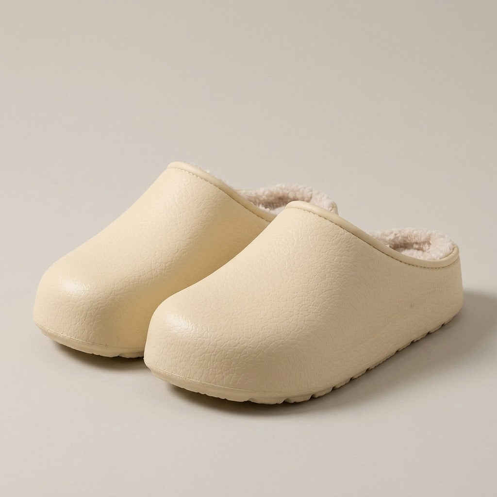 fawn-faux-fur-lined-clog-slippers-women-s-beige-closed-toe-house-slippers 3