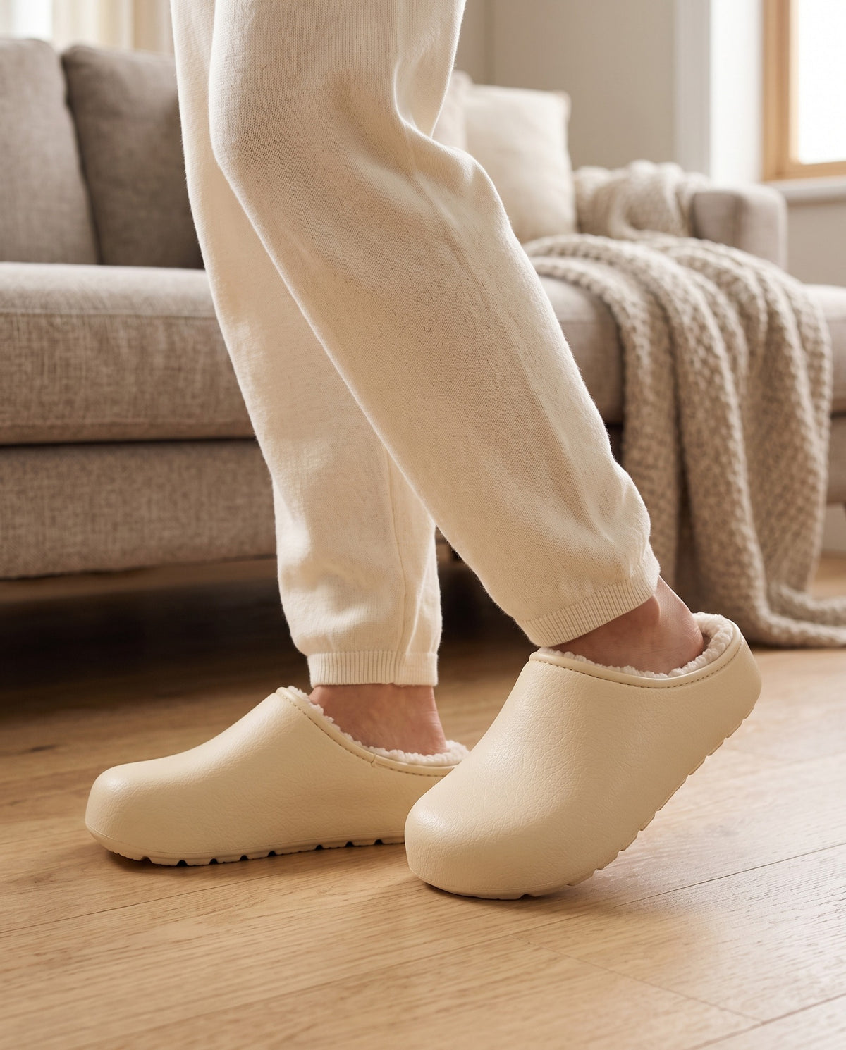 fawn-faux-fur-lined-clog-slippers-women-s-beige-closed-toe-house-slippers 6