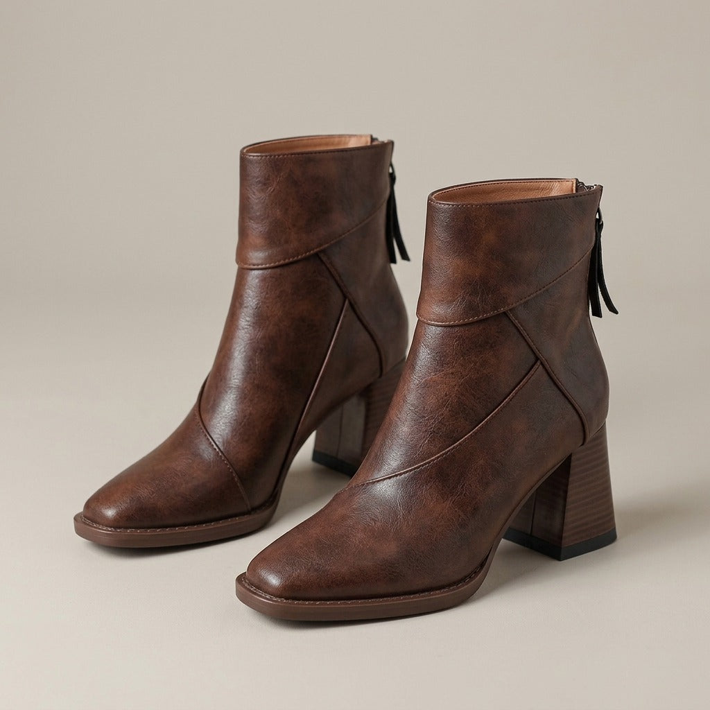 fenna-fold-over-cuff-block-heel-ankle-boots-women-s-brown-leather-look-square-toe-booties 1