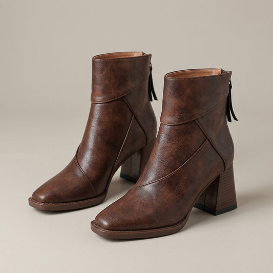 fenna-fold-over-cuff-block-heel-ankle-boots-women-s-brown-leather-look-square-toe-booties 1