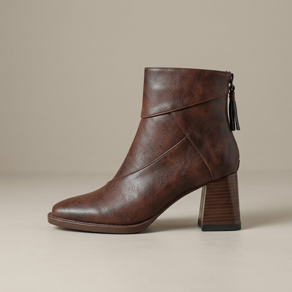 fenna-fold-over-cuff-block-heel-ankle-boots-women-s-brown-leather-look-square-toe-booties 2