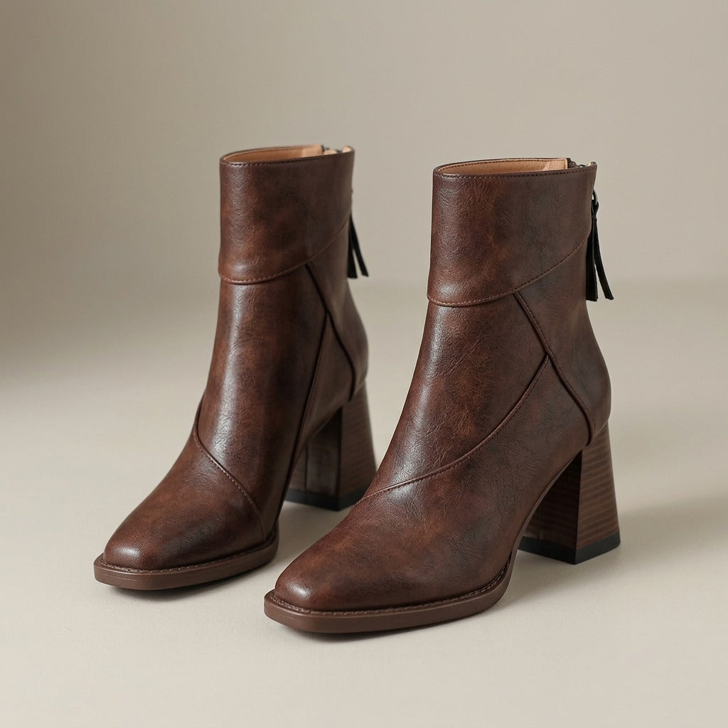 fenna-fold-over-cuff-block-heel-ankle-boots-women-s-brown-leather-look-square-toe-booties 3