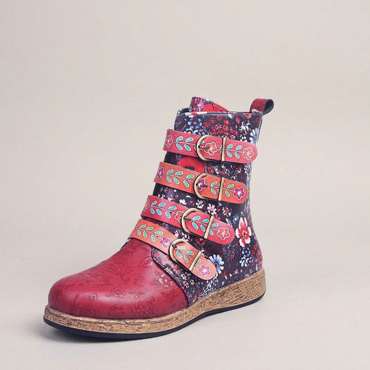 flavia-vintage-floral-print-buckle-ankle-boots-women-s-red-leather-look-boho-booties 1