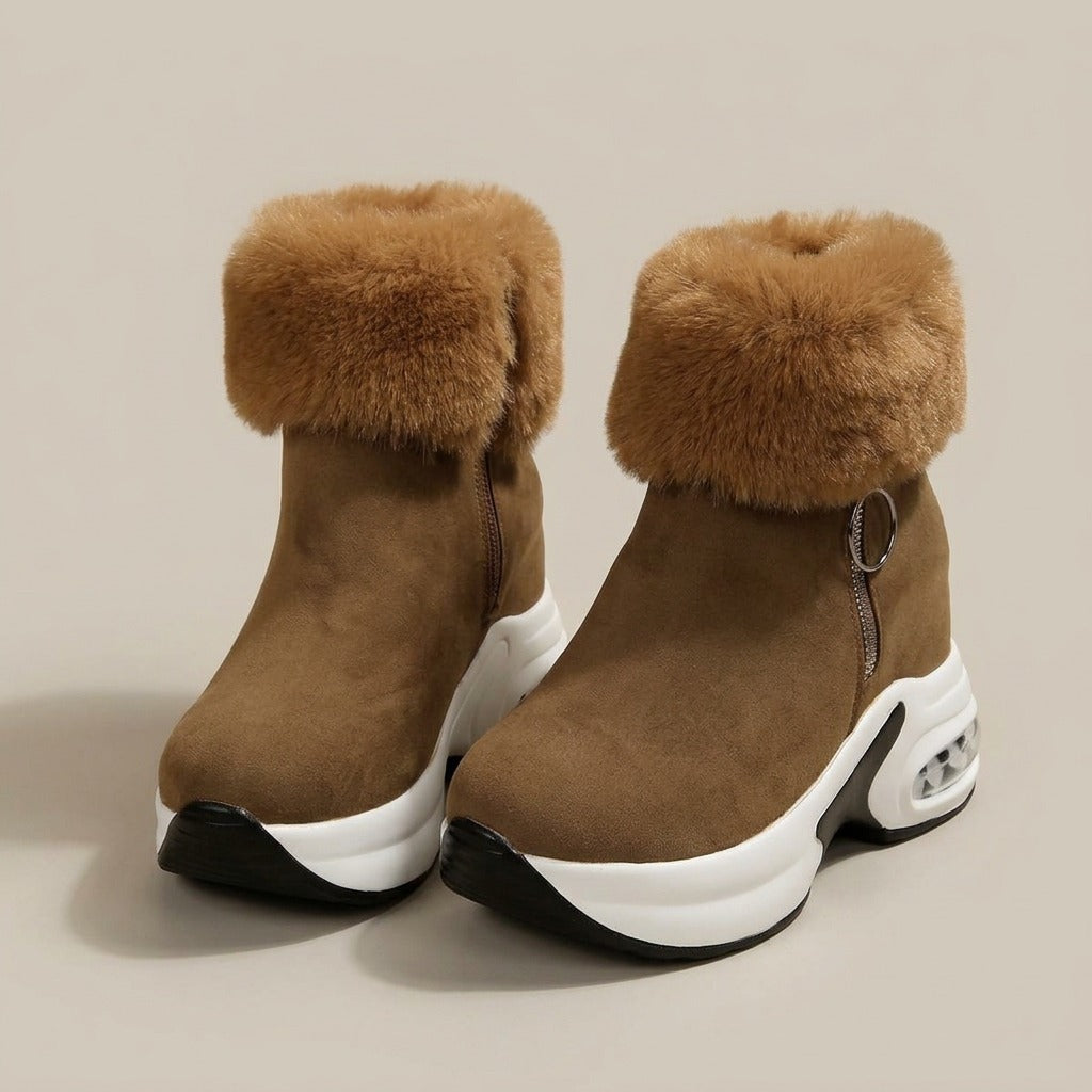 Flora camel boots, pair, front view