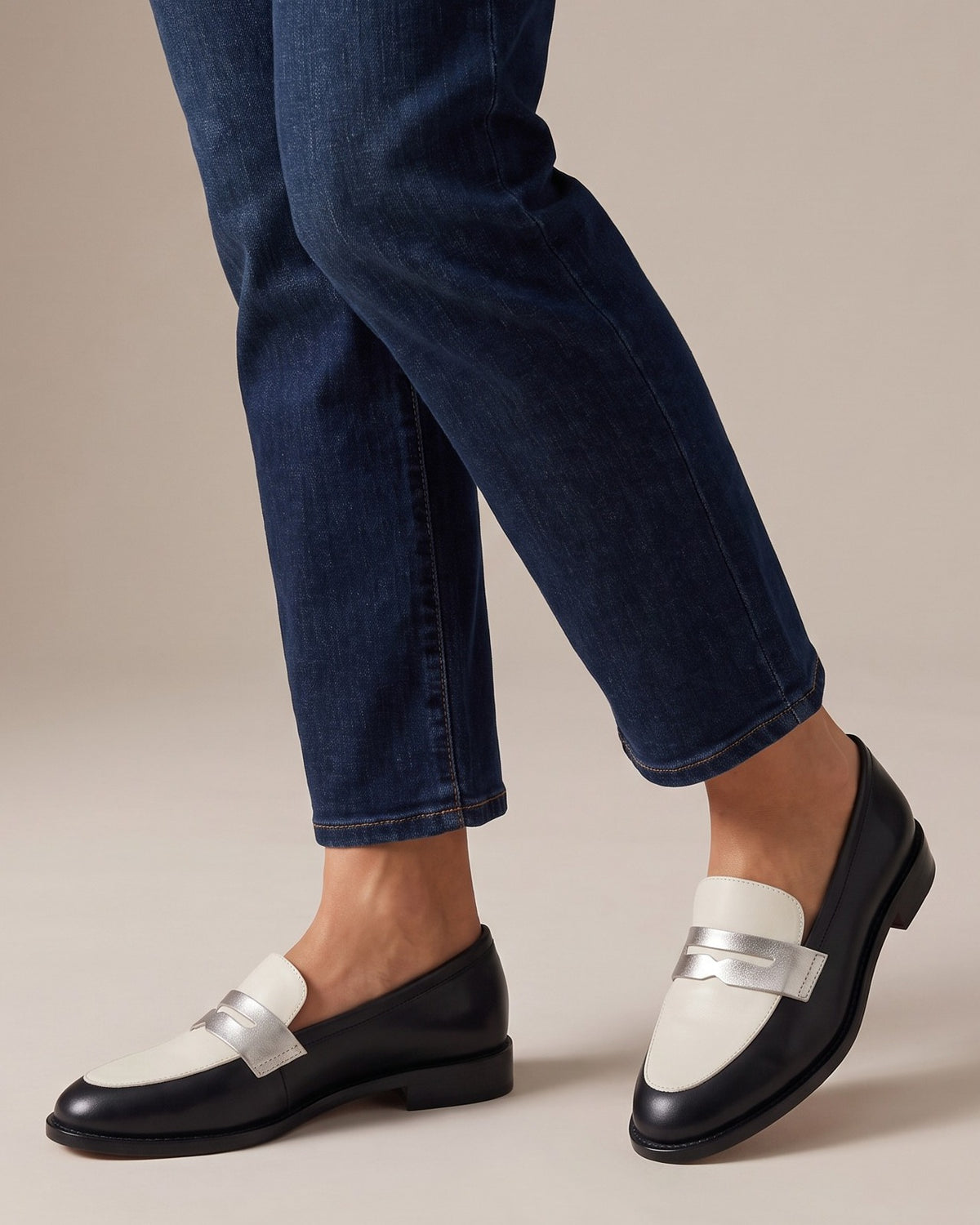 frances-black-and-white-penny-loafers-women-s-two-tone-slip-on-loafers 5
