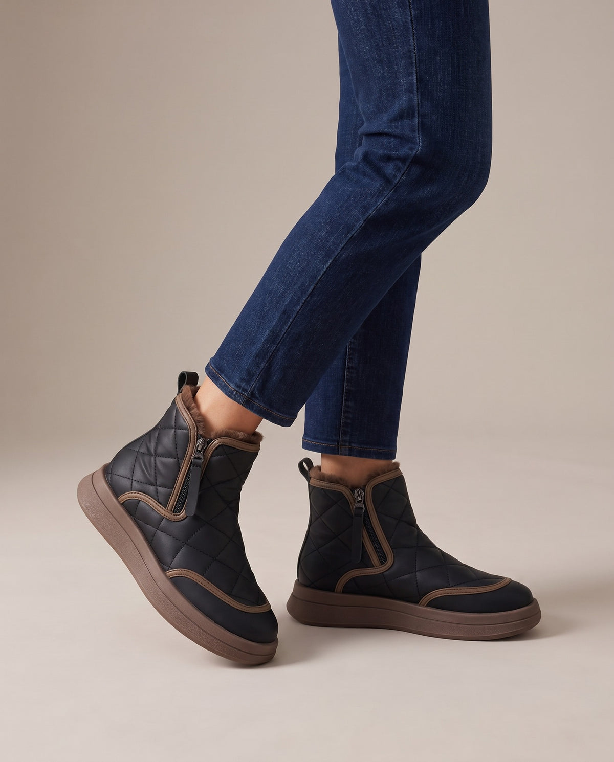 georgette-quilted-double-zip-fleece-lined-ankle-boots-women-s-black-thick-sole-winter-booties 5