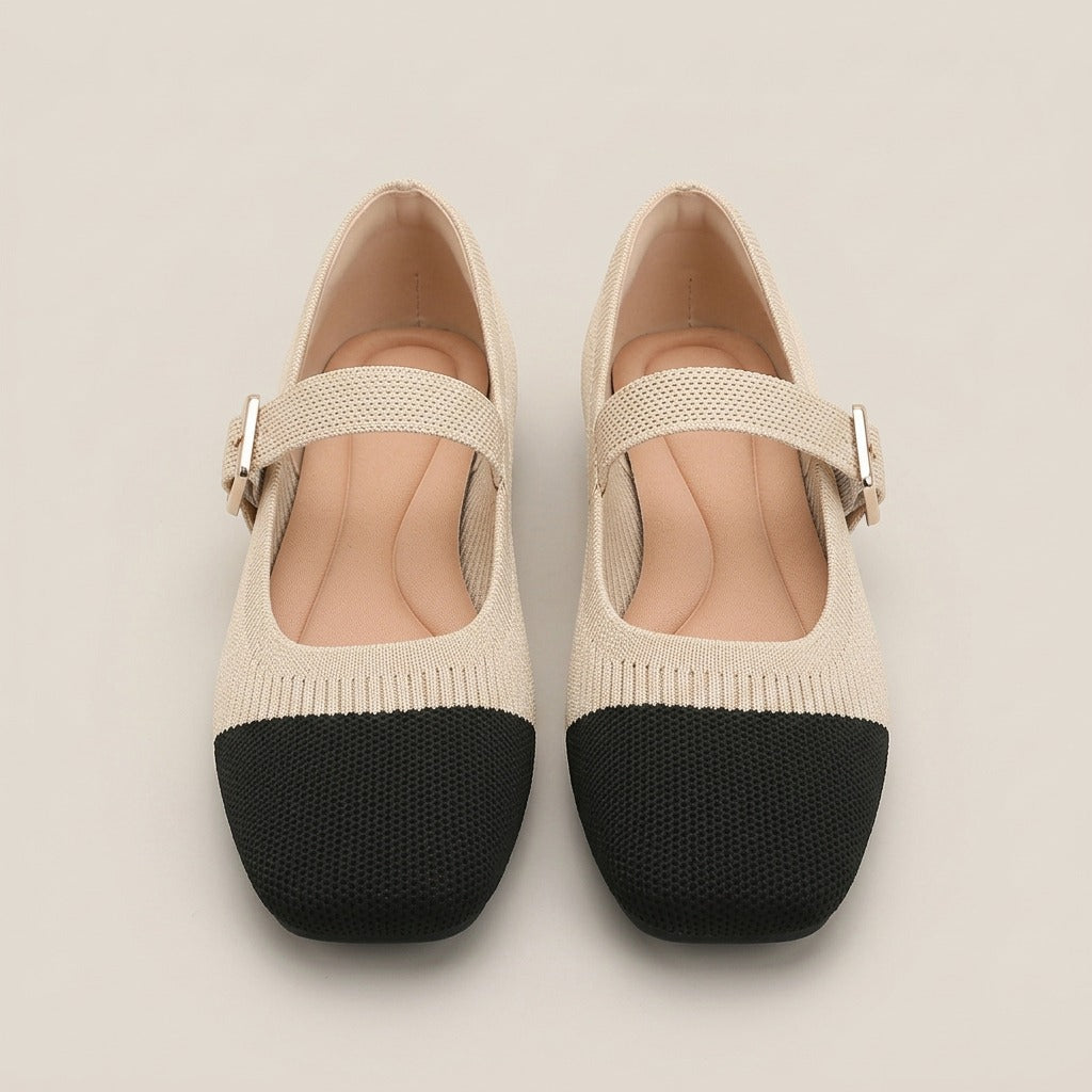 Greta cap-toe Mary Jane flats, pair, view from above