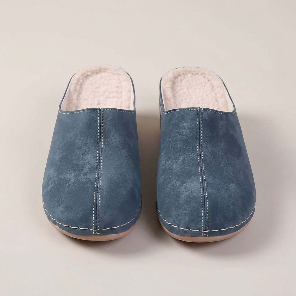 hallie-fleece-lined-wedge-clog-slippers-women-s-blue-closed-toe-mule-slippers 3