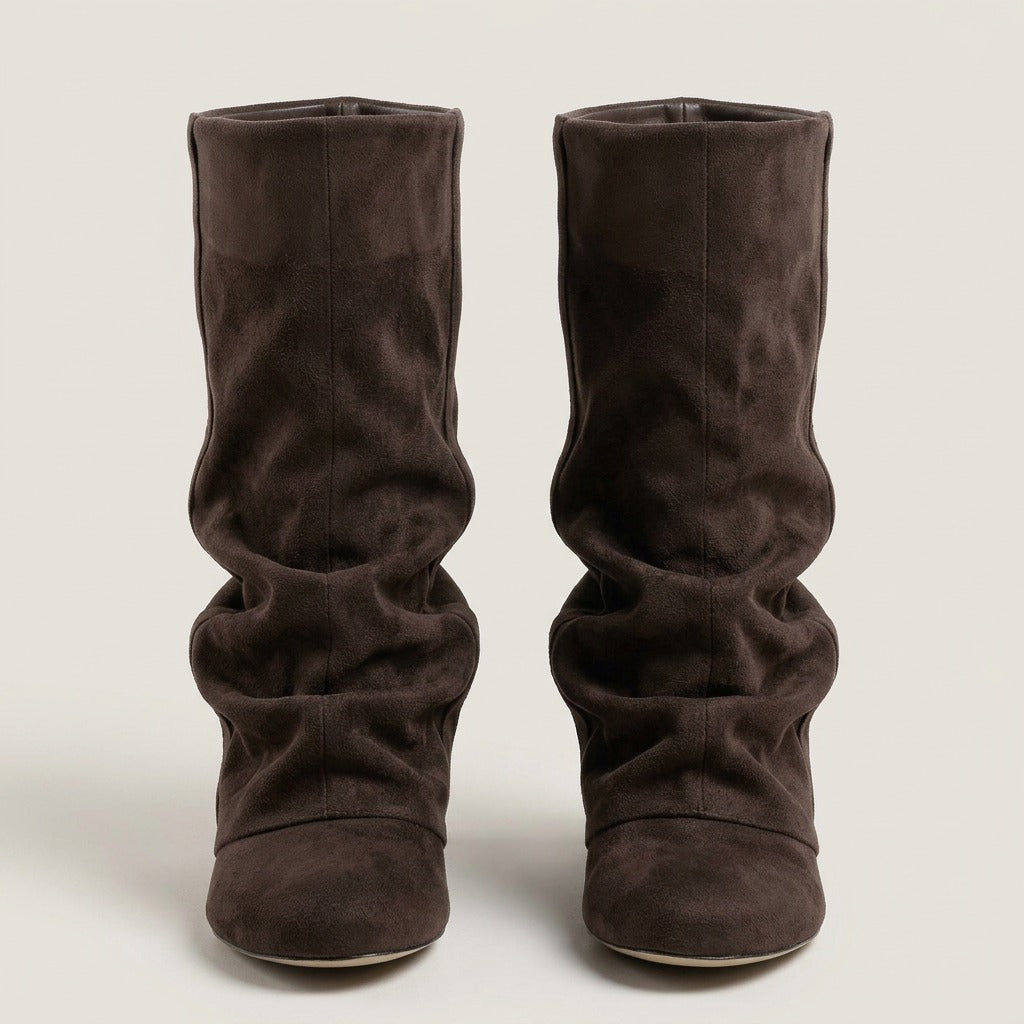 Hattie slouch boots, pair, front view
