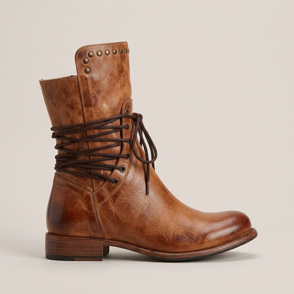 holly-studded-lace-up-boots-women-s-brown-distressed-leather-look-low-block-heel-boots 2