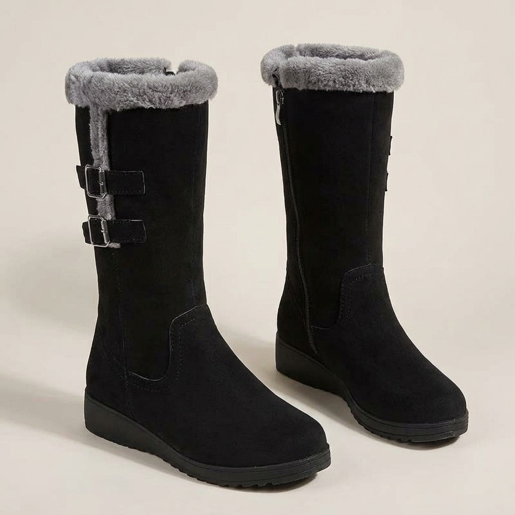 Ida black boots, pair, front view