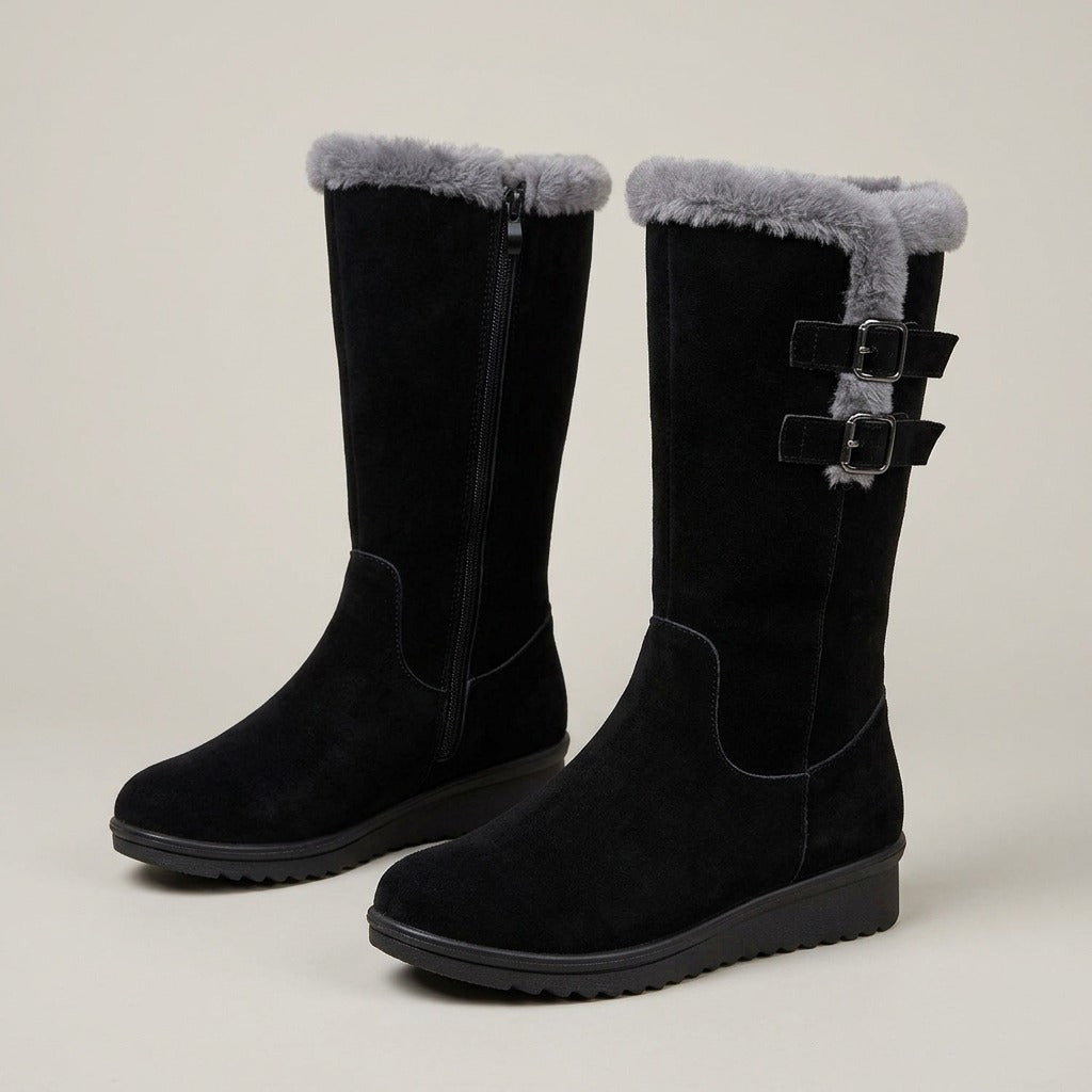 ingrid-buckle-strap-mid-calf-snow-boots-women-s-black-faux-fur-cuff-winter-boots 1