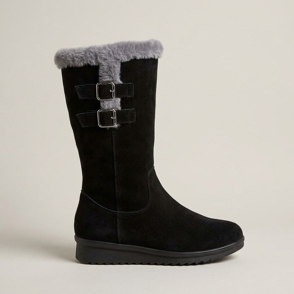 ingrid-buckle-strap-mid-calf-snow-boots-women-s-black-faux-fur-cuff-winter-boots 2