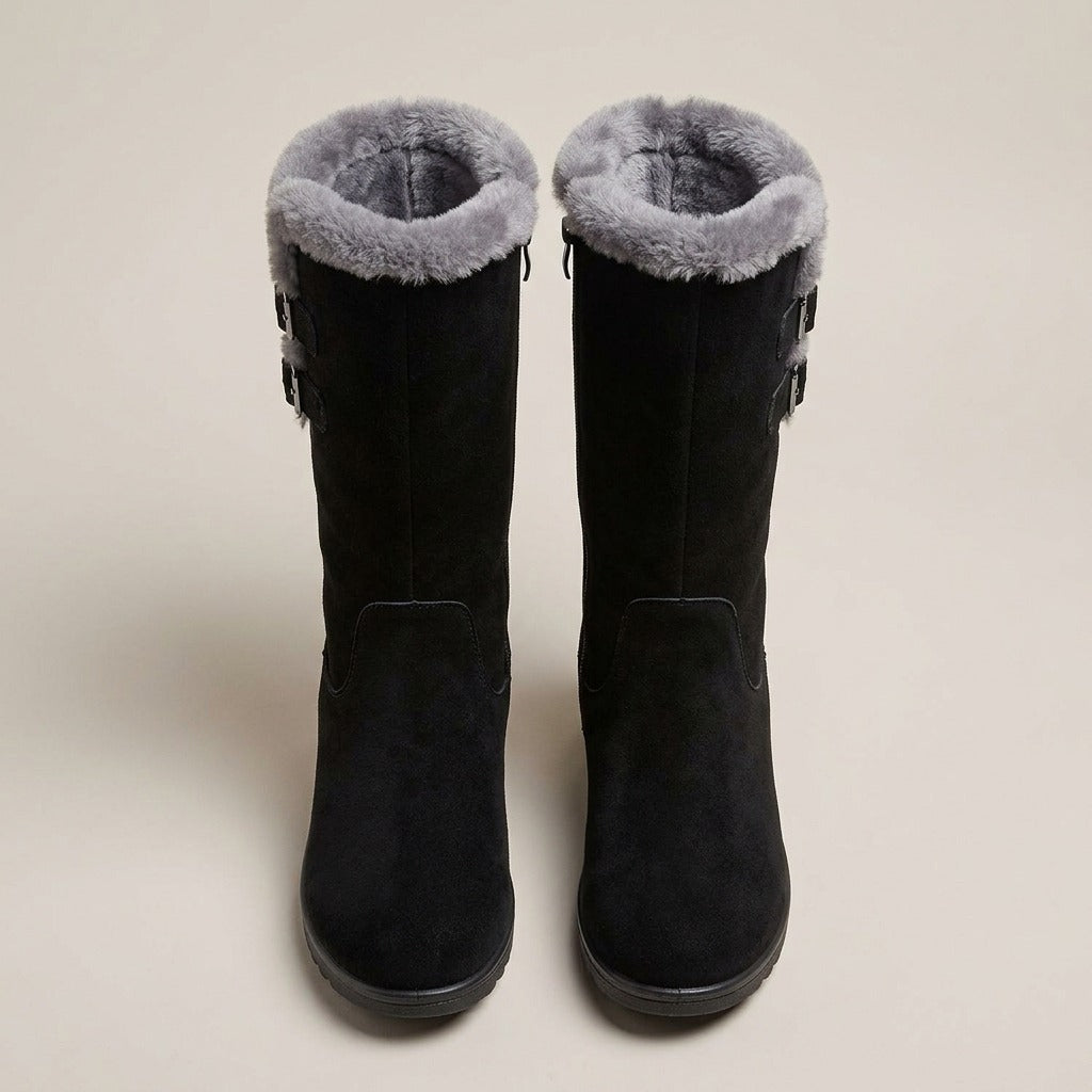 ingrid-buckle-strap-mid-calf-snow-boots-women-s-black-faux-fur-cuff-winter-boots 3