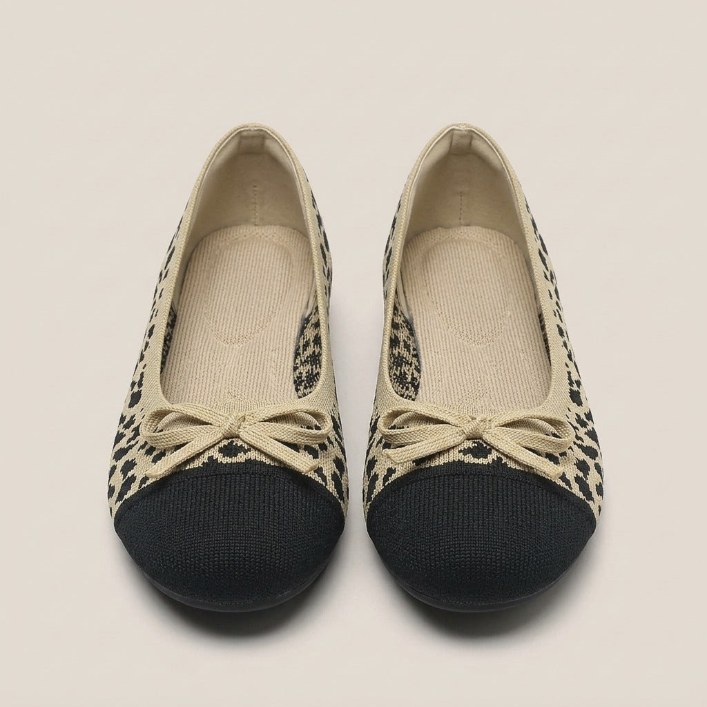 Isla leopard knit flats, pair, front view