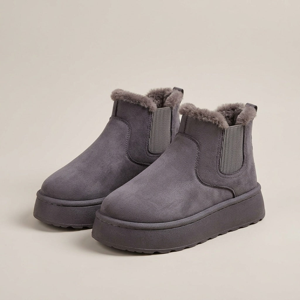 Ivy grey chelsea boots, pair, front view