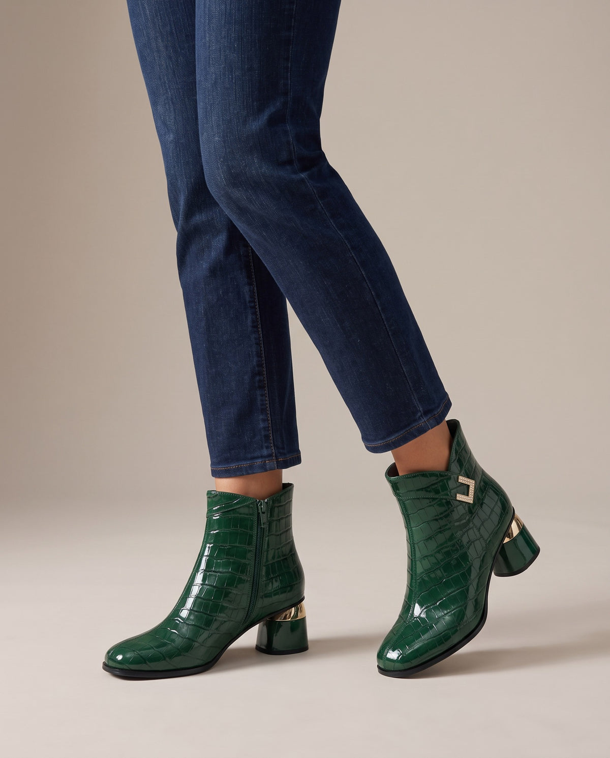 jade-croc-embossed-patent-look-ankle-boots-women-s-green-rhinestone-accent-block-heel-booties 5